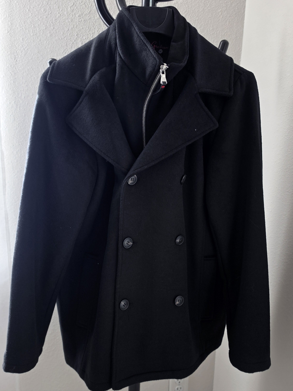 Robert Graham Black Double-Breasted Peacoat - Picture 2 of 11